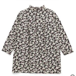 Bonpoint Juline Long Sleeve Cotton A-Line Ruffle Dress Ditsy Black Floral